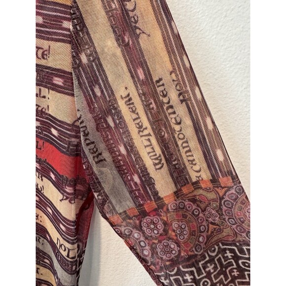 Db Sport Y2k 90s Sheer Mesh long sleeve Floral Graphic Print Shirt Size M - Picture 6 of 10